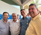 Empresário Luciano do Posto ao lado do ex-governador Azambuja, do atual Riedel e prefeito Edinho Takazono -